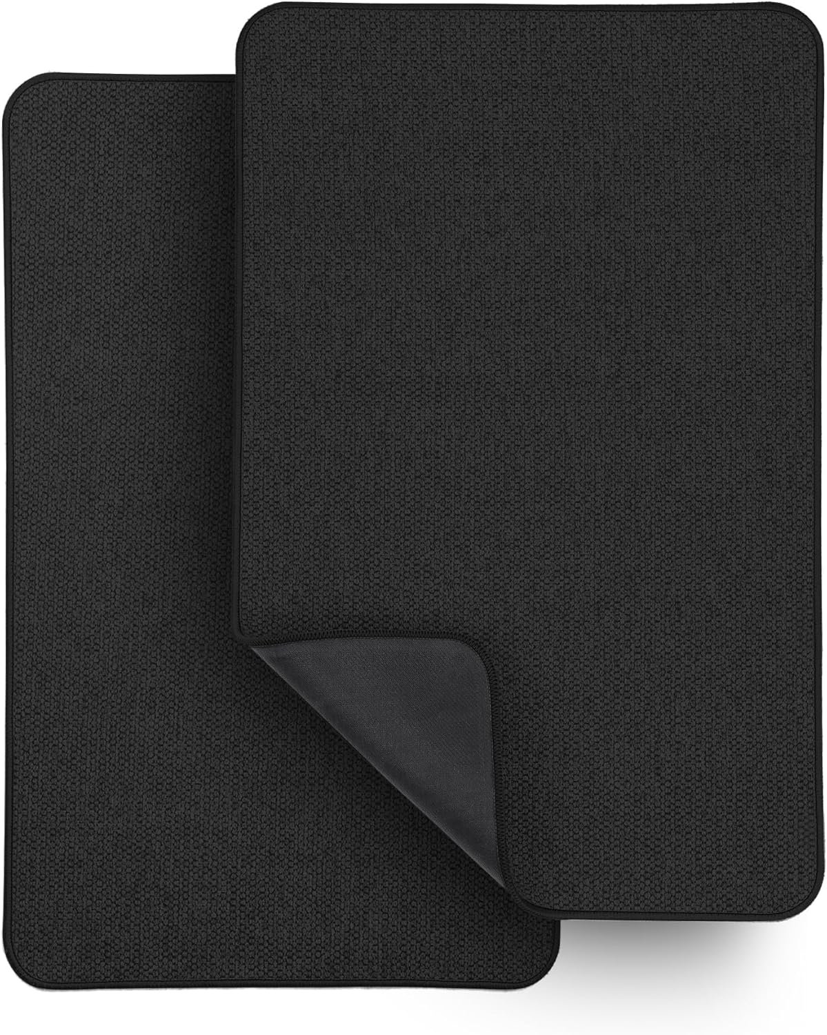 Bath Mat,Ultra Thin Bathroom Runner Rugs,Large Bath Mats for Bathroom,Quick Dry,Non-Slip,Machine Washable,Low Pile,Bath Rug,Shower Outside,Sink,Home Decor Accessories.Black,1'5"x2'3"(2 Pack)