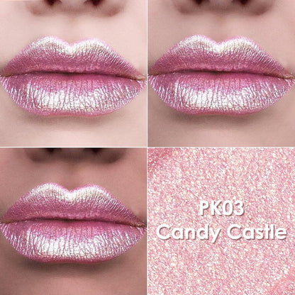 FOCALLURE Metallic Liquid Lipstick,Non Stick Cup Lip Gloss,High Impact Lip Color with Transfer-proof Wear,Long Lasting & Waterproof Lipstick Makeup for Women,PK03 Candy Castle
