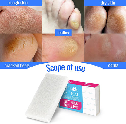 Maryton Professional Foot Scrubber Pumice Pads, Pedicure Tools for Feet, Foot Filer Refill Pads 6-Count, White