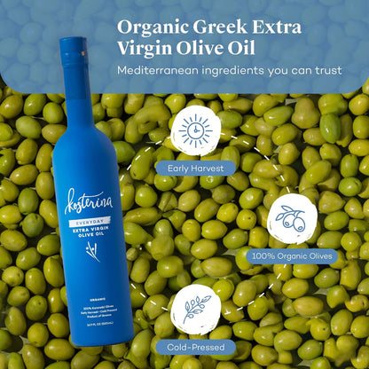 Kosterina - Everyday Organic Extra Virgin Olive Oil, High Heat Cooking Greek EVOO, Made from 100% Pure Early Harvest Koroneiki Olives, Natural Superfood, Polyphenol Rich, High Antioxidants (16.9 oz)