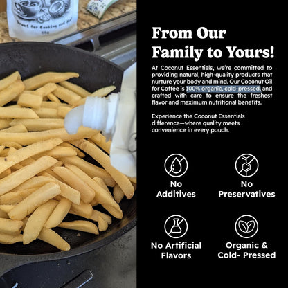 Coconut Essentials - Organic Coconut Oil for Coffee, Cold-Pressed, MCT Oil for Weight Loss, Brain & Digestive Health, Keto-Friendly, Natural Slim, 1 Pouch, 15 fl oz