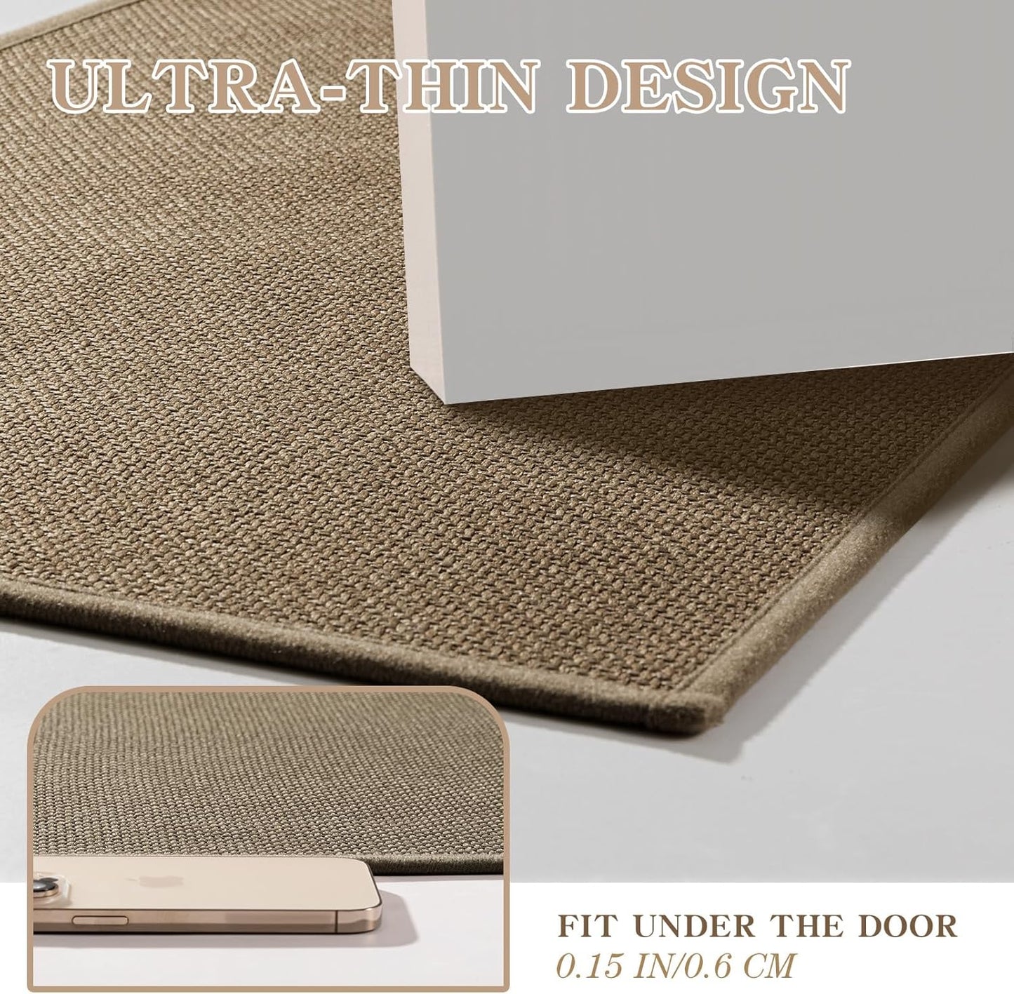 chakme Bathroom Rugs 59x17, Ultra Thin Non Slip Bath Mat Runner Quick Dry Absorbent Bath Mat for Bathroom Floor, (Dark Beige, 59"x17")