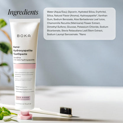 Boka Fluoride Free Toothpaste, Nano Hydroxyapatite Toothpaste, Appropriate for Sensitive Teeth - for Adult, Kids Oral Care - Ela Mint, Coco Ginger, Lemon Lavender Flavor, 4 Fl Oz 3Pk US Manufactured