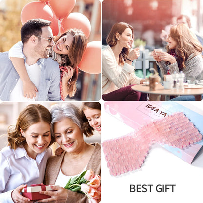 Jade Eye Mask Cooling Sleep Mask 100% All Natural Jade Stone Eye Mask for Hot & Cold Anti Aging Therapy, Headache and Migraine Relief Weighted Eye Mask