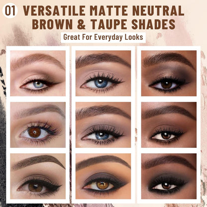 2PCS 6 Colors Mini Eyeshadow Palette Makeup with Brush Set Neutral Nude Eye Shadow Brown & Olive-colored Matte Shimmer Make Up Pallet with Mirror Highly Pigmented Travel Size Gift Kit