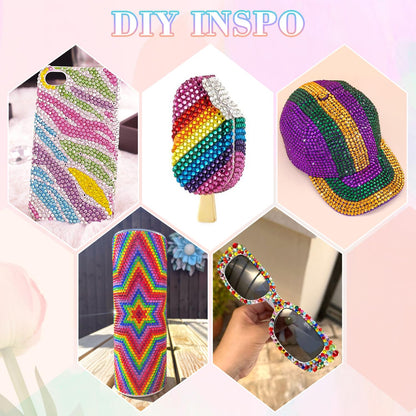 12600Pcs Resin Rhinestones with 3Pcs B7000 Jewelry Glue for Crafting, Multicolors 4mm Non Hotfix Flatback Gems, Bedazzling Crystal for DIY Crafts Clothing Tumblers Mugs Shoes Fabric Decor Nail Art