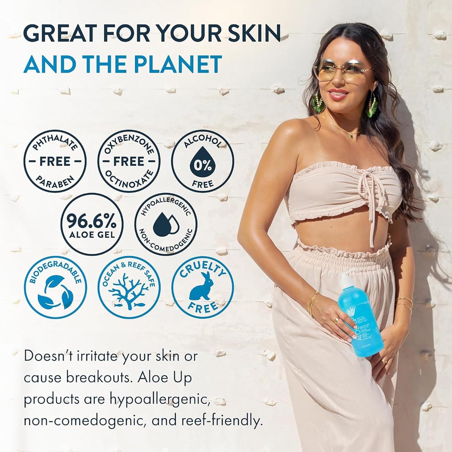 Aloe Ice Sunburn Relief Jelly – Face and Body Organic After Sun Gel – with 96.6% Pure Aloe Vera Gel – Reef Safe – Alcohol- and Fragrance Free – 16oz