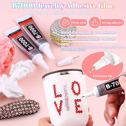 30000Pcs Resin Red Rhinestones for Bedazzling Crafting with b7000 Jewelry Glue, Bulk Flatback Gems Bedazzler Kit for Crafts Clothes Shoes Fabric Nail Diamond Art, Assorted Size 2/3/4/5/6mm