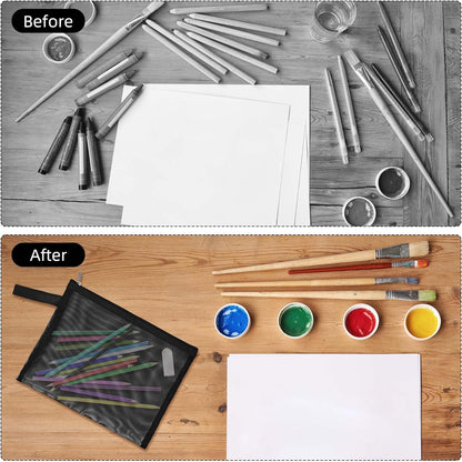 12 Psc Mesh Zipper Pouch Bags,Small Comestic Makeup Bage For Travel, Purse Organizer Pouches (Black, A5*12)