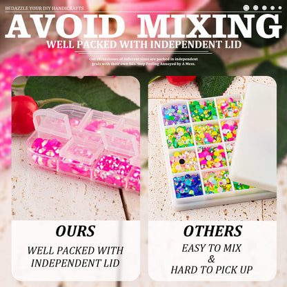 7000PCS Resin Rhinestones with Tweezers for Crafting, 2/3/4/5/6mm Flatback Jelly Rhinestones, 4 Box Hot Pink AB Non Hotfix Crystal Gems for DIY Crafts Mugs Tumblers Clothes Makeup Nail