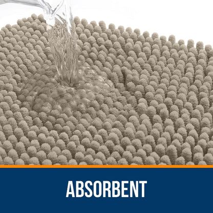 OLANLY Bathroom Rugs 44x24, Extra Soft Absorbent Chenille Bath Rugs, Rubber Backing Quick Dry, Machine Washable Bath Mats for Bathroom Floor, Tub and Shower, Home Decor Accessories, Warm Taupe