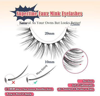 Eyelashes Natural Cat Eye Lashes False Eyelashes Wispy Lashes Flared Lashes Pack C Curl Eyelash Soft False Lashes 12mm Short Lashes Siligli 7 Pair