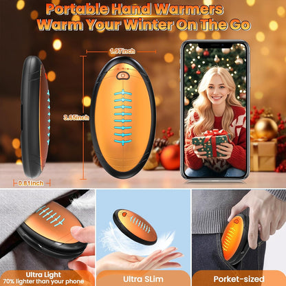 Hand Warmers Rechargeable, 2 Pack Temperature Electric Heater Football Shape Hand Warmer, Quick Charge Portable Hand Warmer Gift for Christmas Outdoors, Hunting, Golf, Camping
