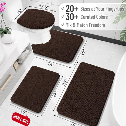 OLANLY Bathroom Rugs 30x20, Extra Soft Absorbent Chenille Bath Rugs, Rubber Backing Quick Dry, Machine Washable Bath Mats for Bathroom Floor, Tub and Shower, Home Decor Accessories, Brown