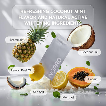 Natural Teeth Whitening Strips Kit 14 Treatments - Sensitive Teeth Whitener, Peroxide Free with Papain, Bromelain, Coconut Oil, White Strips for Teeth Whitening (28 Strips)