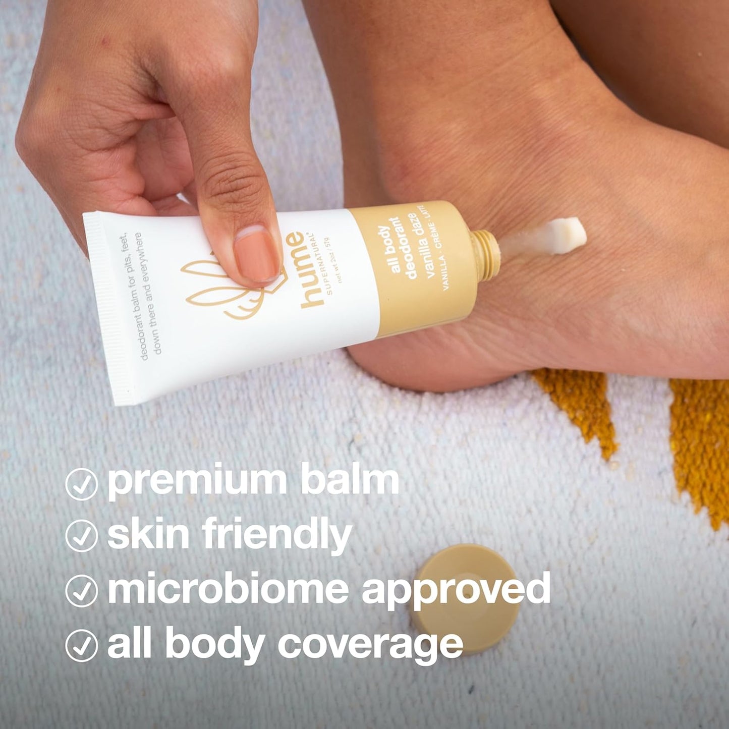 Hume Supernatural Invisible Whole Body Deodorant Balm - Full Body Protection - Aluminum Free, No Baking Soda - Anti-Chafing Odor Control - Clinically Tested on Sensitive Skin (Vanilla Daze, 1-Pack)