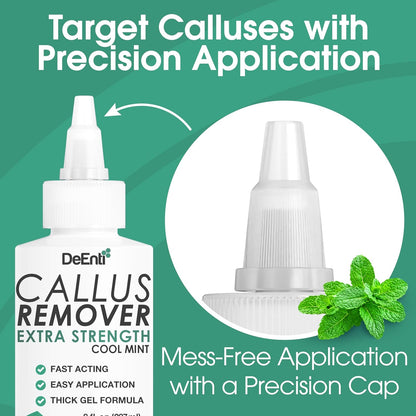 DeEnti Callus Remover for Feet, Extra Strength Foot Callus Remover Gel, 8oz Salon Grade Home Pedicure Supplies for Dry Skin, Cracked Heel, Professional Strength Foot Care, Cool Mint