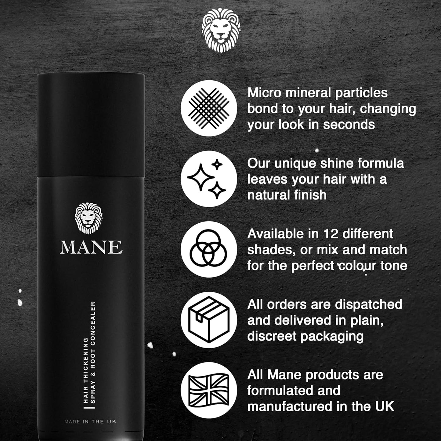 Mane Hair Thickening Spray & Root Touch Up, Instantly Thicker Hair for Men & Women, Fill in Hairlines and Hide Thinning and Fine Patches - Auburn, 12 Colors (6.76 oz)