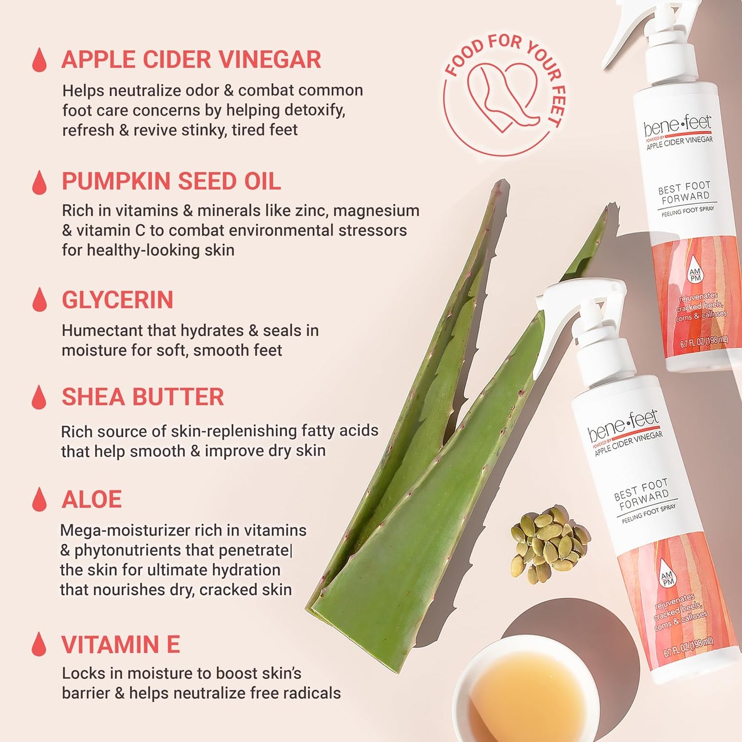 Benefeet Best Foot Forward Peeling Spray - May Help Rejuvenate + Smooth for Cracked Heels, Corns + Calluses Made w/Shea Butter, Apple Cider Vinegar + Tea Tree Oil, 6.7 oz (2 Pack)