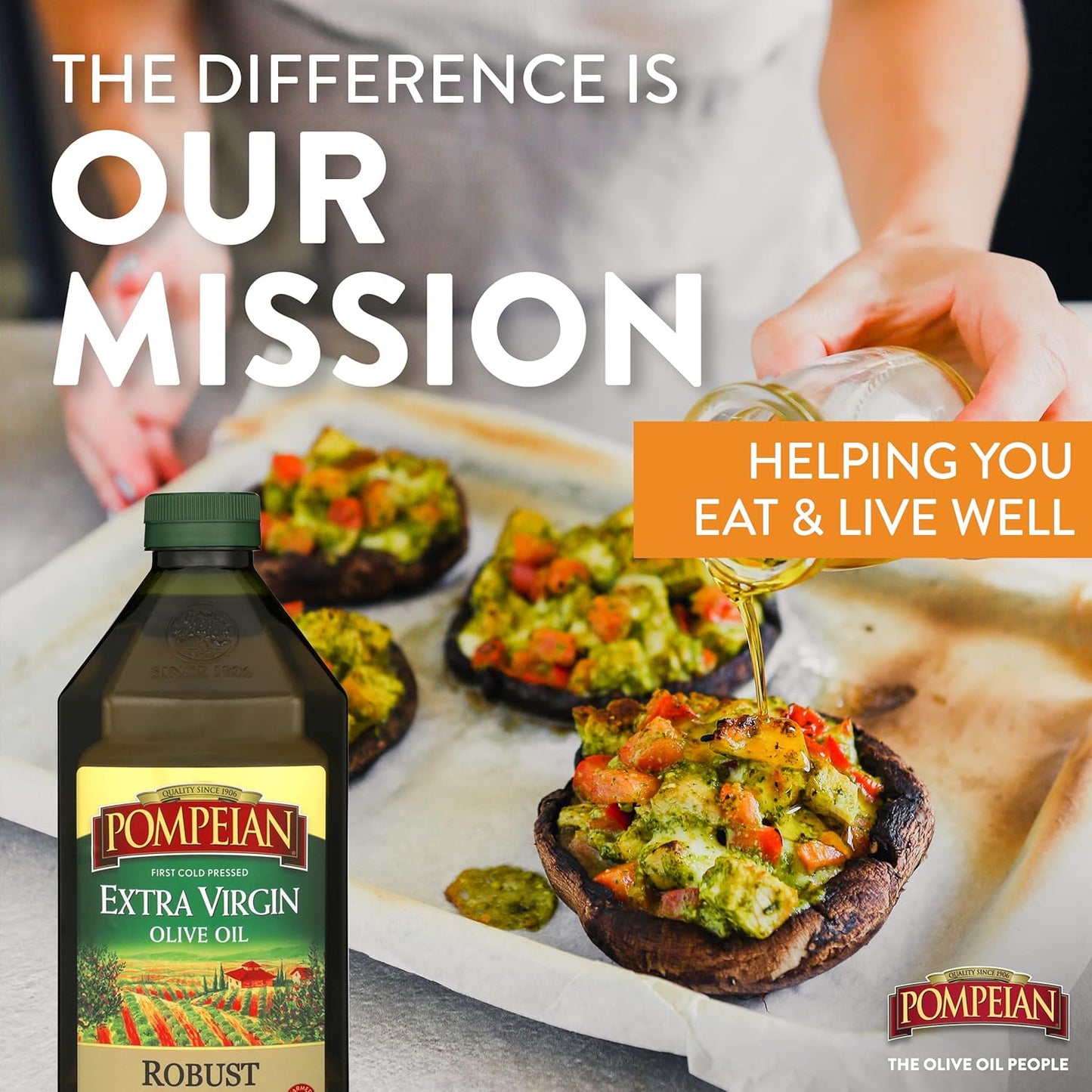 Pompeian Robust Extra Virgin Olive Oil, Contains Polyphenols, First Cold Pressed, 68 Fl Oz
