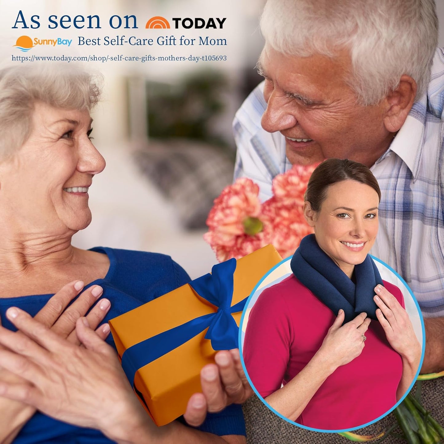 SunnyBay Microwave Heating Pad, Microwavable Moist Heated Neck and Shoulder Wrap, Versatile Weighted Beanbag Cold Pack or Warm Compress for Pain Relief, 26x4 Inches, Made in USA, Sky Blue