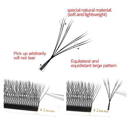 Double Tips 4D W Eyelash Extensions Supplies Thick w lash 0.07mm D curl Mix Tray 8-15mm Premade Fans Russian Volume Faux Mink Matte 12 rows Cluster pre Fanned Eye Lashes(4D-Double Tips-0.07D-11mm)