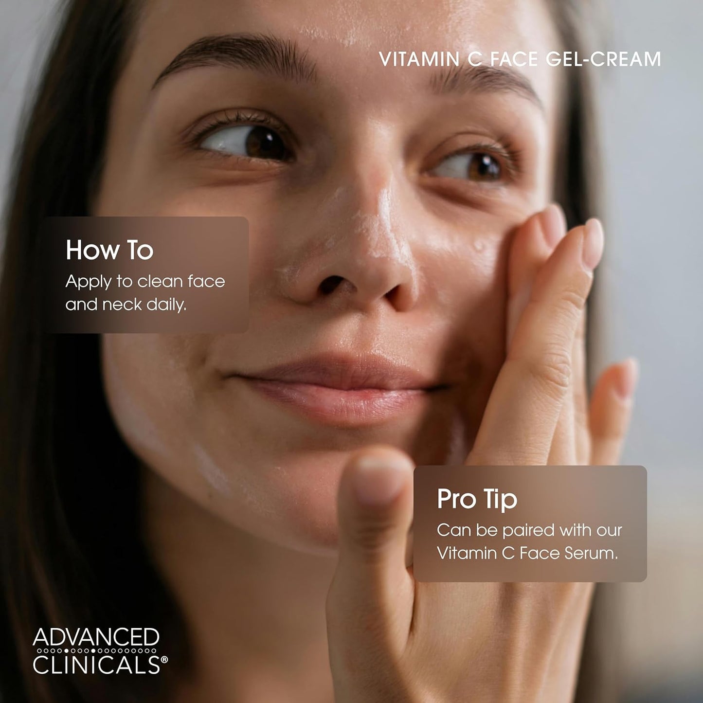 Advanced Clinicals Brightening Vitamin C Face Cream Gel With Niacinamide + Hyaluronic Acid | Vitamin C Moisturizer Lotion For Face Visibly Diminishes Look Of Dark Spots & Uneven Skin Tone, 2.5 Fl Oz