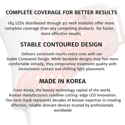 LED Red Light Therapy Neck Mask Glowing Skin Anti-Wrinkle Anti-Aging Smoother Firmer Neck Skin Care at Home. Made in S.Korea
