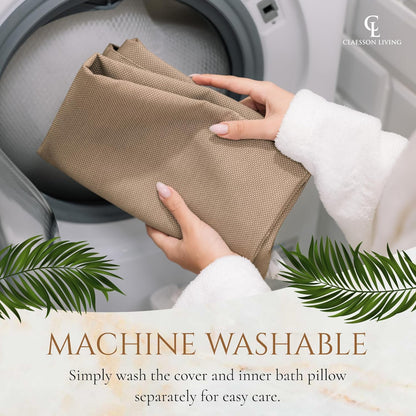 Luxury Bath Pillow for Tub - Thick and Comfortable Bathtub Pillow Support for Head and Neck and Back - Washable Quick-Drying Bath Pillows - Bath Cushion for Home Spa - Fits Any Bathtub - Sand