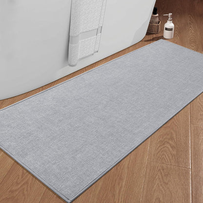 chakme Bathroom Rugs Mat 59x25, Ultra Thin Non Slip Bath Mat Large Quick Dry Absorbent Bath Mat for Bathroom Floor, (Light Grey, 59"x25")