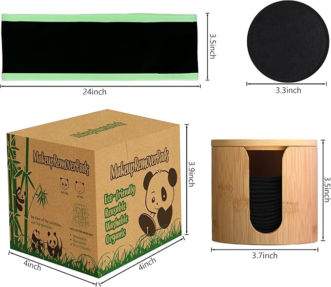 Black organic reusable cotton rounds,12pcs