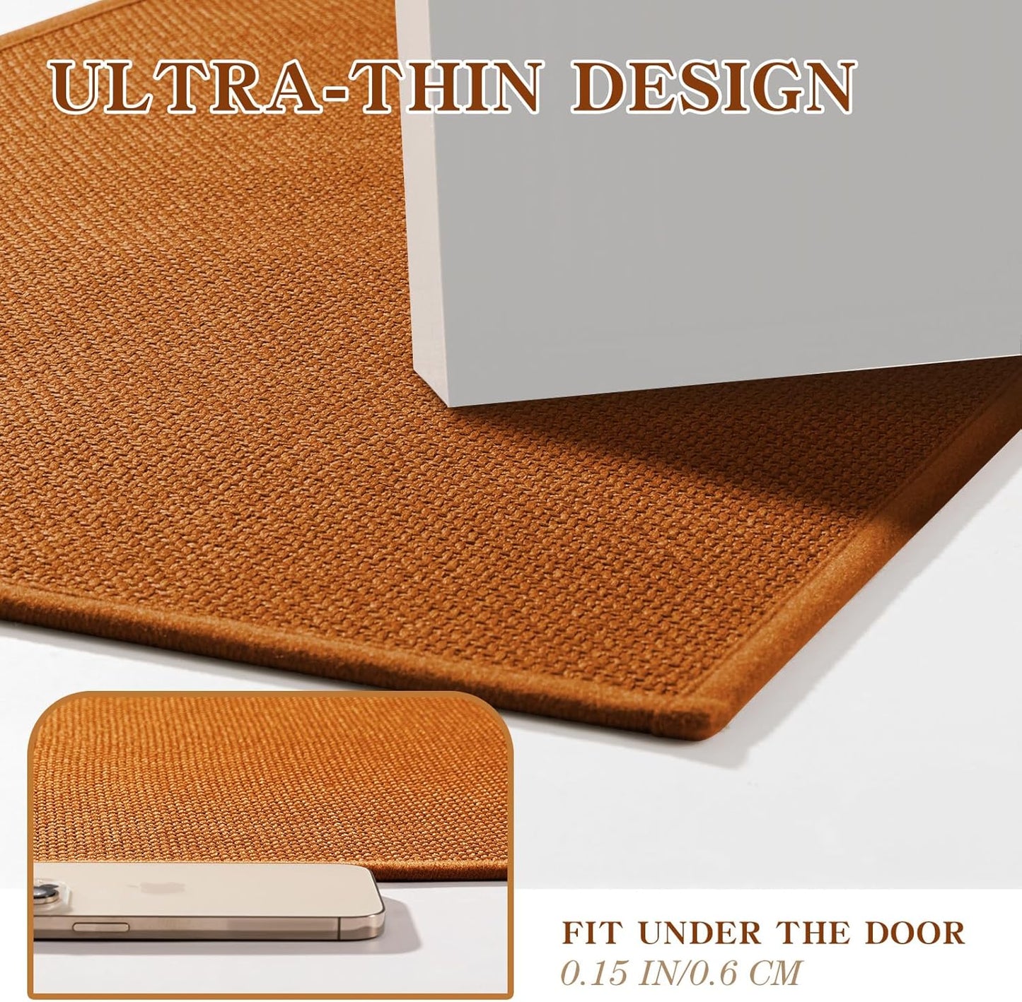 chakme Bathroom Rugs Mat 59x24, Ultra Thin Non Slip Bath Mat Large Quick Dry Absorbent Bath Mat for Bathroom Floor, (Orange, 59"x24")