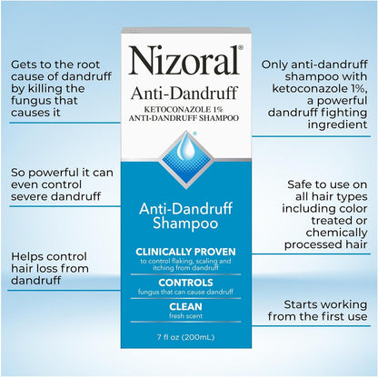 Nizoral Anti-Dandruff Shampoo with 1% Ketoconazole, Fresh Scent, 7 Fl Oz