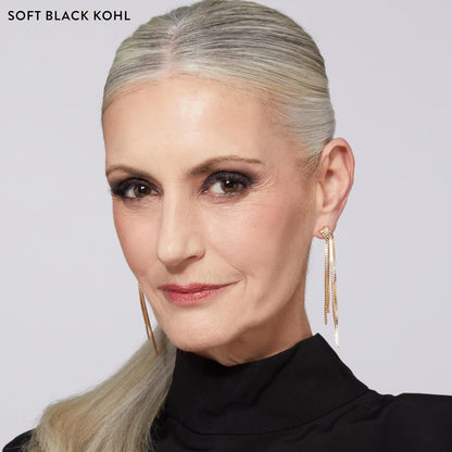 LAURA GELLER NEW YORK Kajal Longwear Kohl Eyeliner Pencil - Soft Black Kohl - Caffeine and Vitamin E - Smooth & Blendable Liner - Built-In Sharpener