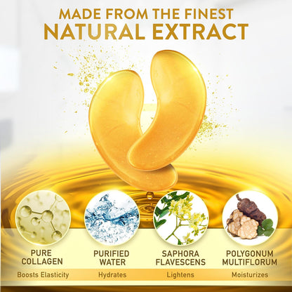 PatchRx 24K Gold Under Eye Patches for Puffy Eyes and Dark Circles with Pure Collagen, Eye Gel Pad Masks for Reducing Eye Bags, Puffy Dark Circles, Wrinkles, and Fine Lines- 72 Pairs