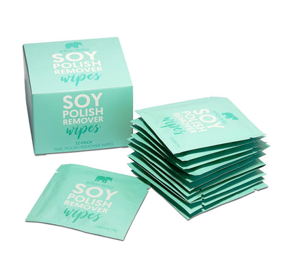 ella+mila Soy Nail Polish Remover Wipes Non-Acetone Lint Free Nail Wipes - Non-Toxic Fingernail Polish Remover - Unscented & Enriched with Vitamins A,C & E (12 Pack)