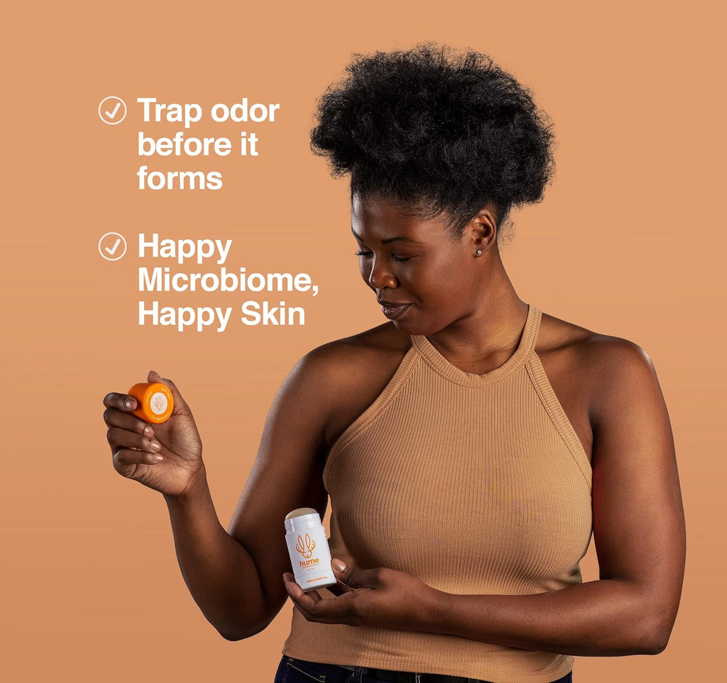 Hume Supernatural Aluminum Free Deodorant for Women & Men - Safe for Sensitive Skin - Probiotic, Plant-Based, Baking Soda Free, Aloe, & Cactus Flower, Anti Sweat, Stain & Odor - Amber Woods, 2 pack