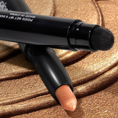 Cream Waterproof Hypoallergenic Eyeshadow Stick, long wear Metallic Glitter Matte Eye Shadow Pencil With Makeup Brush, Eye Brightener, 03 Gold Dust Shimmer