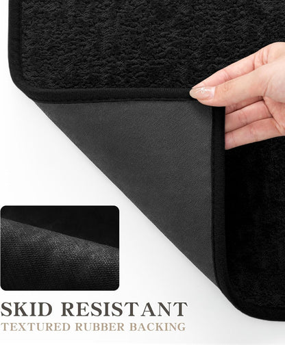 chakme Bathroom Rugs Mat U-Shaped 24x17, Ultra Thin Non Slip Bath Mat Small Quick Dry Absorbent Bath Mat for Bathroom Floor, (Black, U-24"x17")