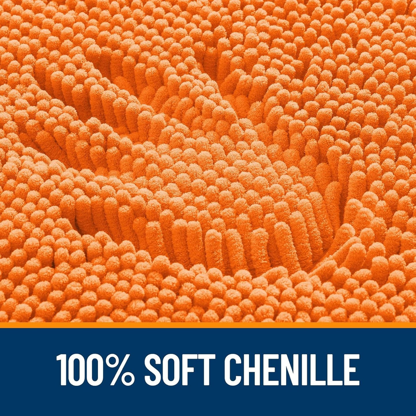 OLANLY Bathroom Rugs 24x16, Extra Soft Absorbent Chenille Bath Rugs, Rubber Backing Quick Dry, Machine Washable Bath Mats for Bathroom Floor, Tub and Shower, Home Decor Accessories, Orange