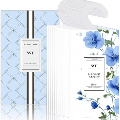 WEALD TRIBE 12 Packs Large-Bag Fresh Linen Scented Sachets for Closet and Drawer Deodorizer Home Fragrance | Air Freshener Long Lasting Large Sachets Bags Hanging