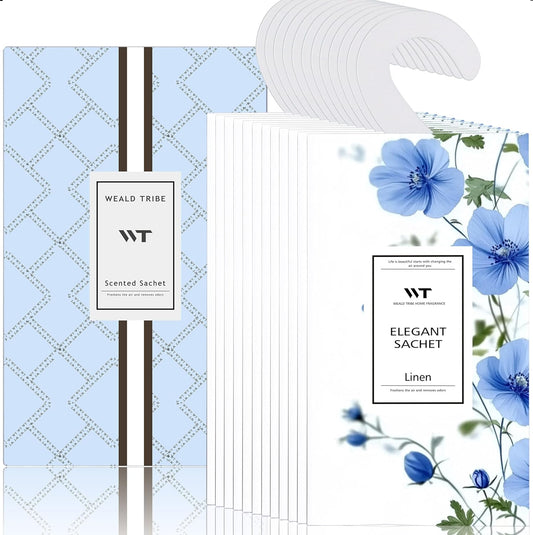 WEALD TRIBE 12 Packs Large-Bag Fresh Linen Scented Sachets for Closet and Drawer Deodorizer Home Fragrance | Air Freshener Long Lasting Large Sachets Bags Hanging
