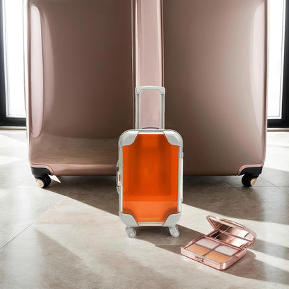 False Eyelash Storage Box, Portable Travel Organizer Mini Luggage False Eyelash Tray Makeup Tool (ORANGE)