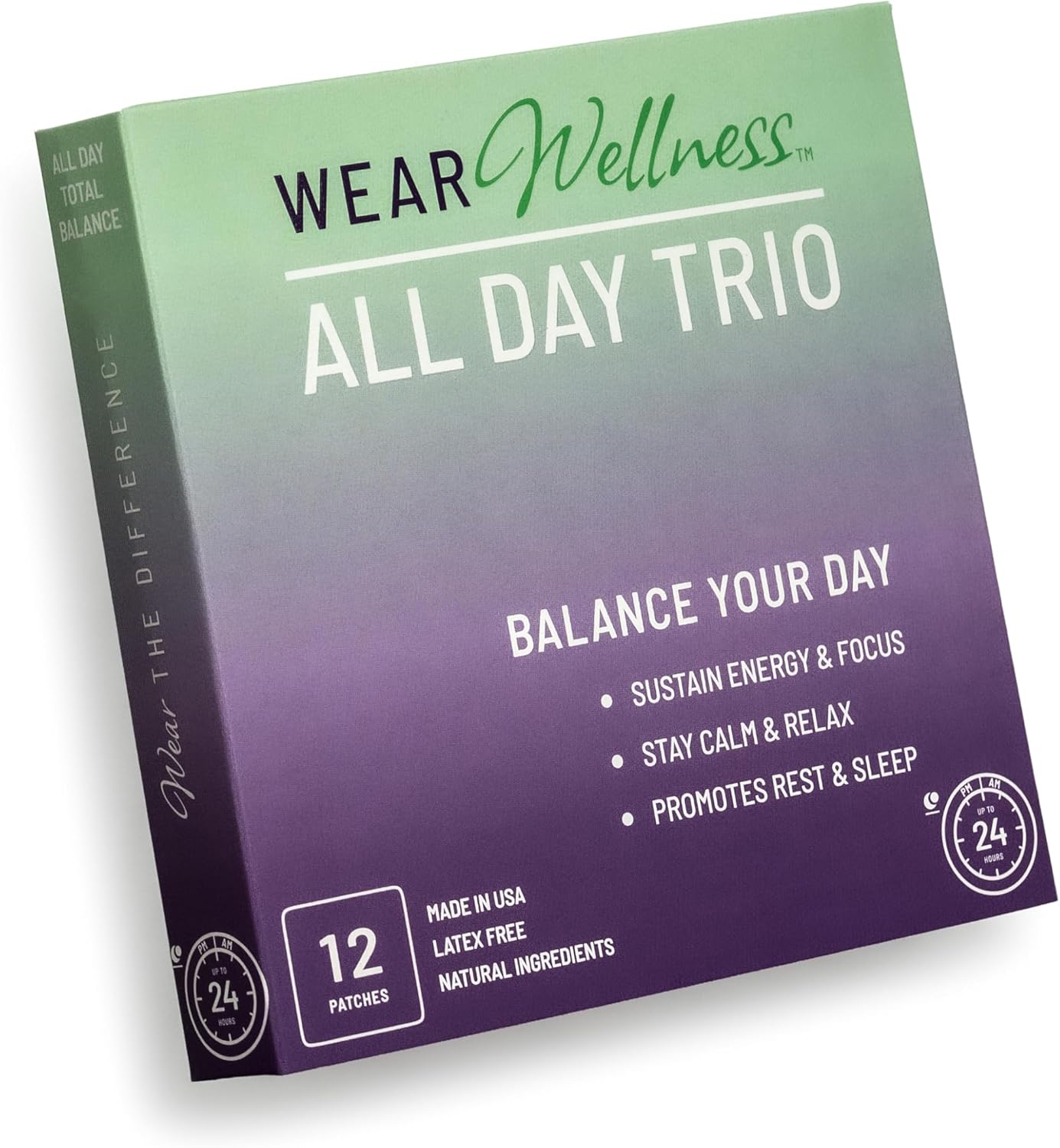 All Day Trio - Unwind, Drift & Clarity Film Patches - Topical Patches for Calm, Focus & Sleep Support - Long-Lasting Effect – 12 Pack