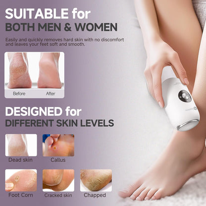 Electric Foot Callus Remover for Women Men, Rechargeable Electric Foot File Pedicure Tool with Stainless Steel Heads, Portable Feet Grinder for Cracked Dry Heels Dead Skin Calluses
