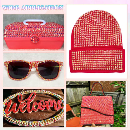 30000Pcs Resin Rhinestones for Bedazzling with 3Pcs B7000 Jewelry Glue, Red AB Flatback Gems Rhinestones for Crafting, Clothing Tumblers Mugs Shoes Fabric Decor Nail Art