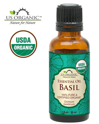 US Organic 100% Pure Basil Essential Oil - USDA Certified Organic, Steam Distilled W/Euro droppers (More Size Variations Available) (30 ml / 1 fl oz)