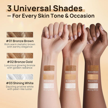 Body Shimmer Oil, 50ml Sunscreen Liquid Highlighter Bronzer Body Glitter Oil Long Lasting Moisturizing Makeup Lotion Illuminate Serum Glow Shimmer Skin 1.7 Fl Oz（Shining White #03）