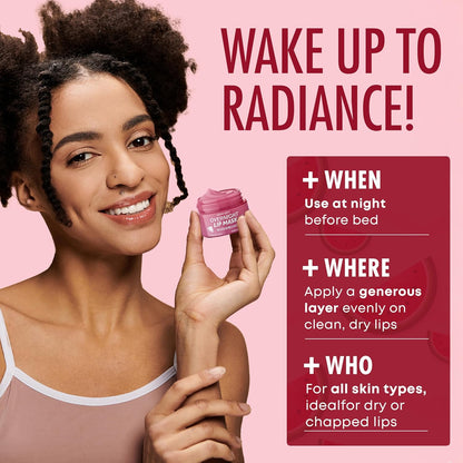 Lip Mask with Watermelon – Overnight Lip Repair, Intense Hydration & Smoothing – Dermatologist Tested, Korean Skin Care – 95% Natural, Clean Beauty, Cruelty-Free – 1 Pack