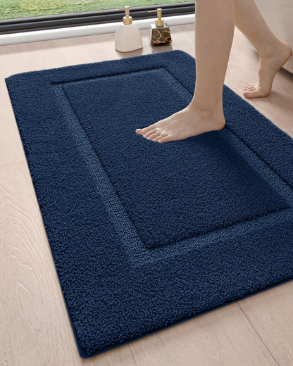 DEXI Bathroom Rugs 43x24, Washable Non Slip Bath Mat for Shower Floor, Absorbent Quick Dry Bathmat with Rubber Backing, Ultra Soft Plush Carpet for Tub, Navy